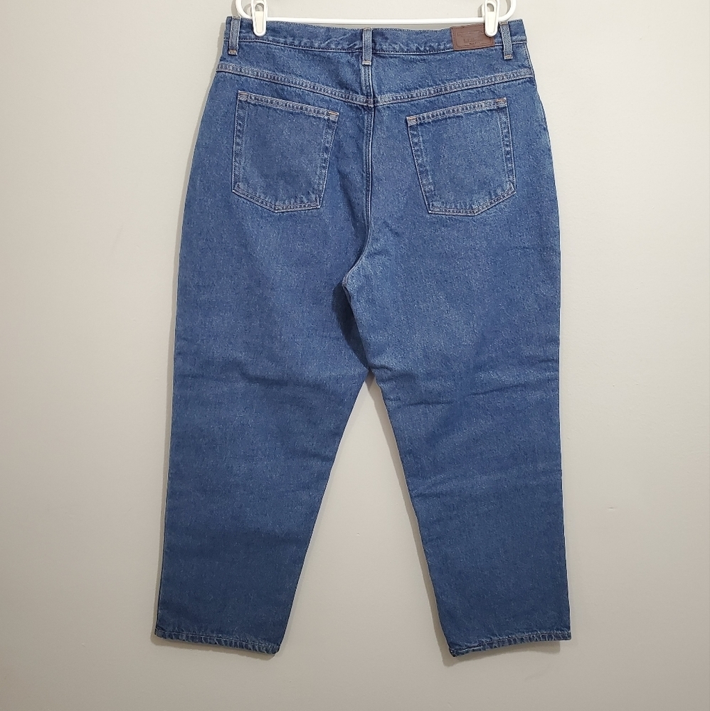 L.L. Bean Plaid Cotton Lined Relaxed Fit Mom Jeans - Picture 2 of 3